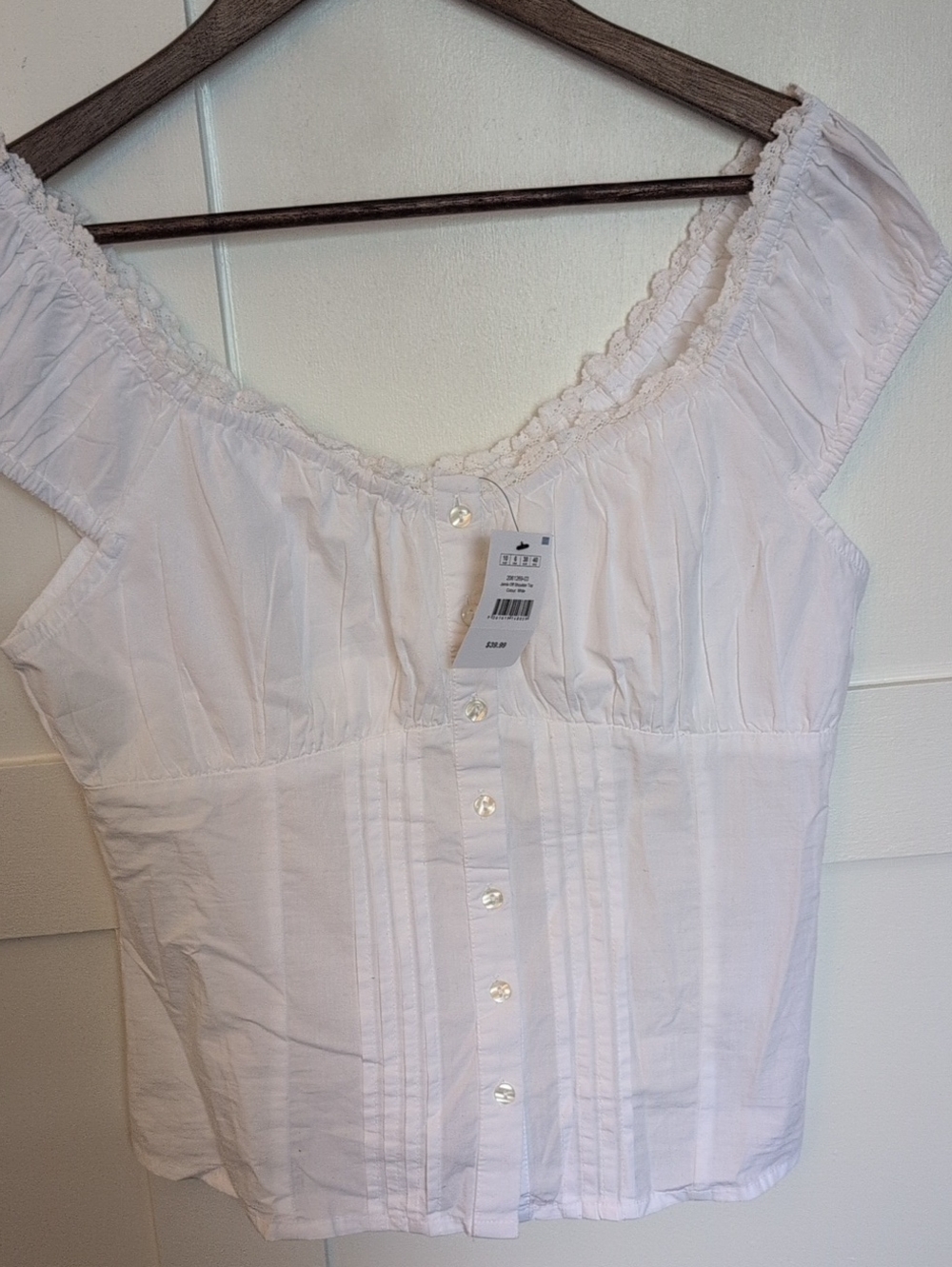 Cotton On White Off-Shoulder Button Down Top